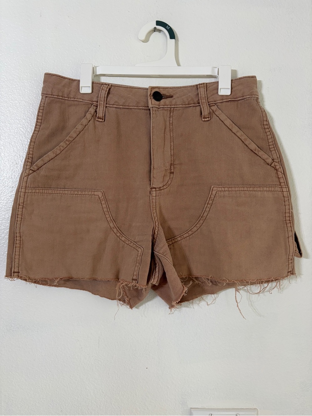 Wrangler Womens Brown Taupe High Rise Cut Off Utility Shorts Size 27 - Picture 2 of 4
